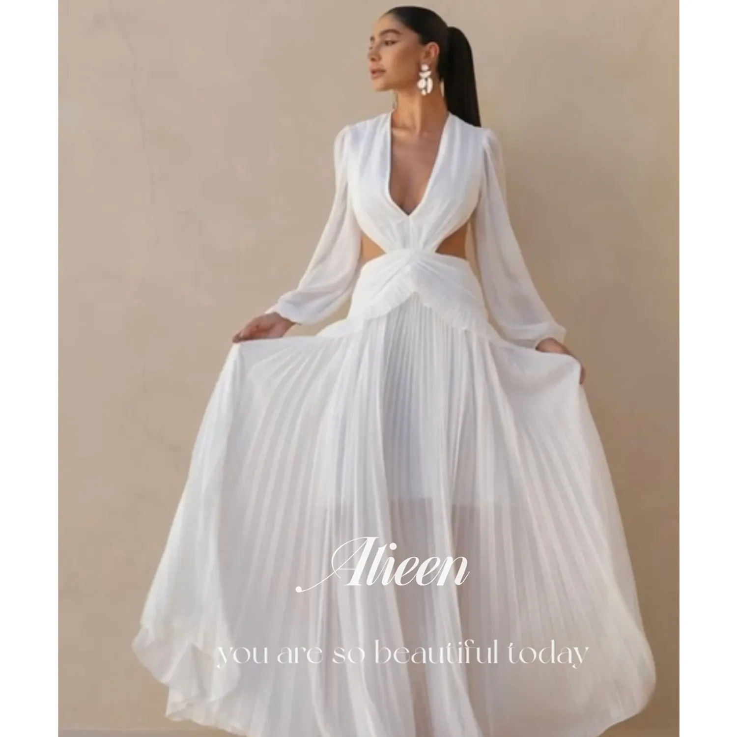 

Aileen Vestidos De Noche Women's Prom Dress Luxurious Women's Evening Dresses for Special Occasions Chiffon فساتين سهرة V-neck