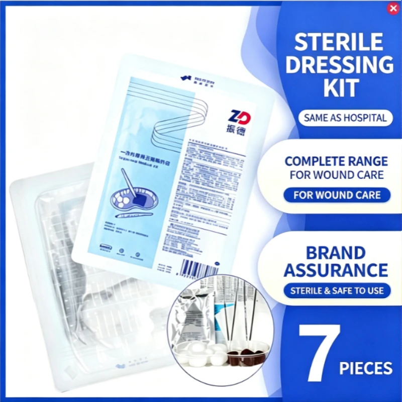 Complete Medical Disposable Sterile Wound Dressing Change Kit Debridement 7 Piece Surgical Care Professional High Quality Set