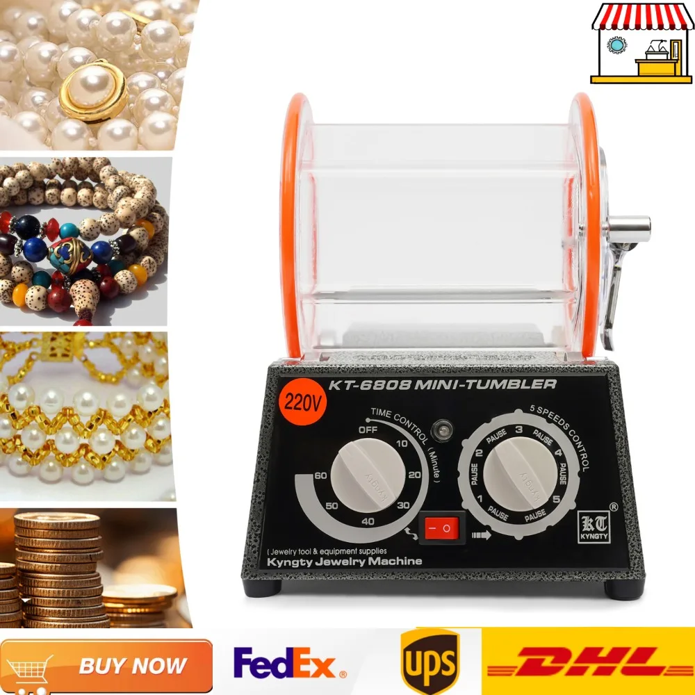 Jewelry Polisher Beads Polishing Machine Kit with Timer for Jewelry Metal Polishing,Grinding