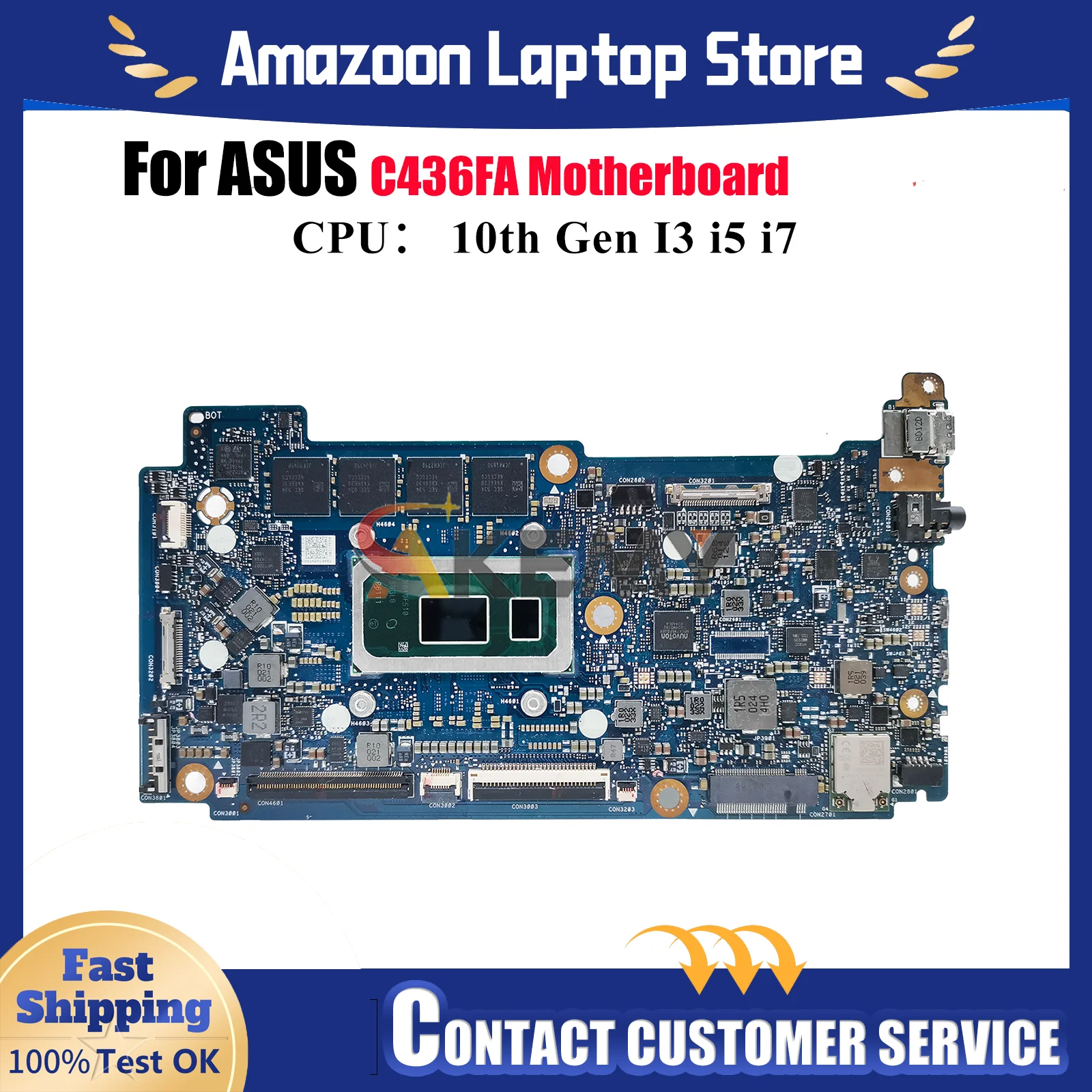 

C436FA Laptop Motherboard For ASUS Chromebook C436F C436FA Notebook Mainboard With 10th Gen I3 i5 i7 100% tests OK fast shipping