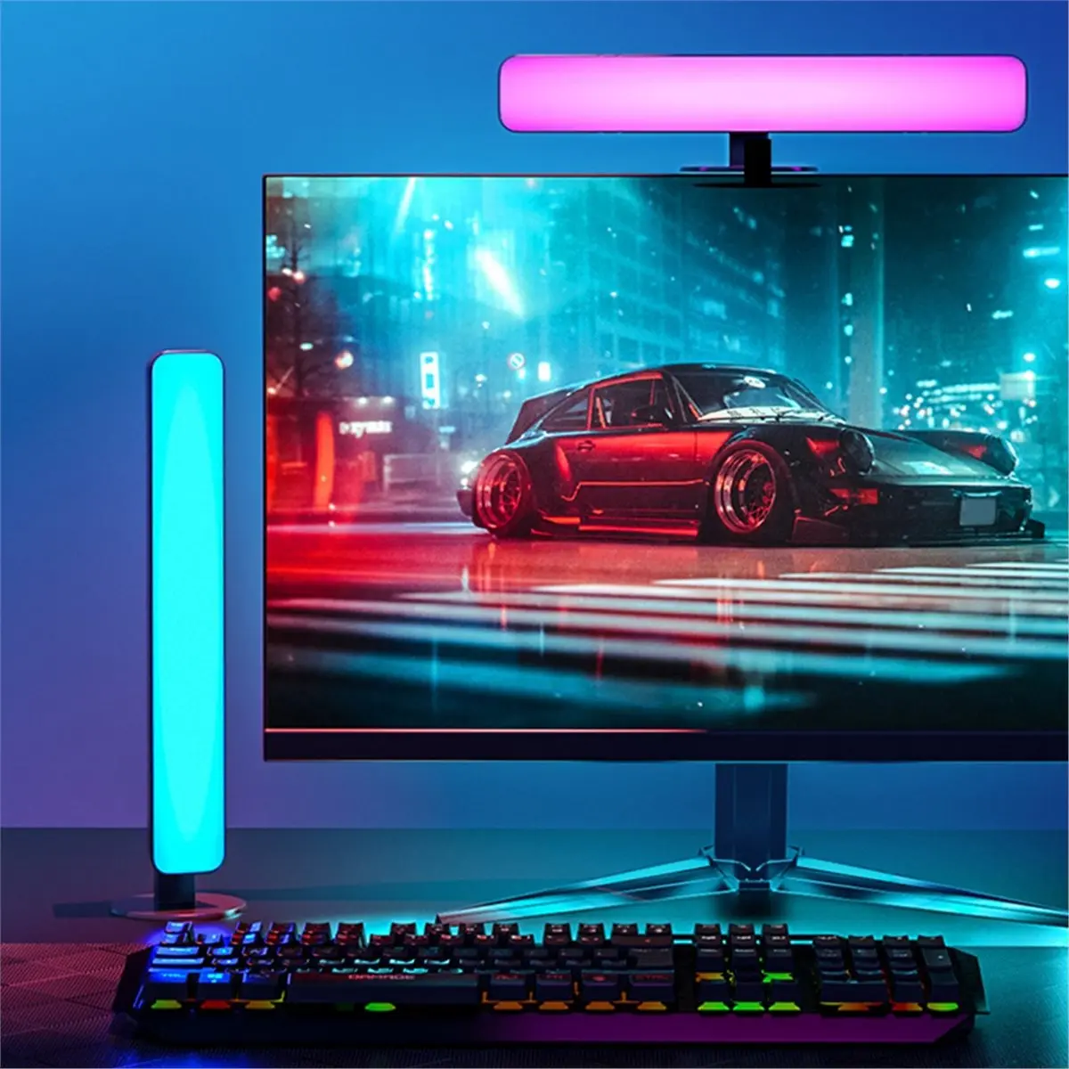HowAA87 2PCS RGB Pickup Light Music Rhythm Light Bar Rechargeable Desktop Light for Game Room Decor, Party Atmosphere Light