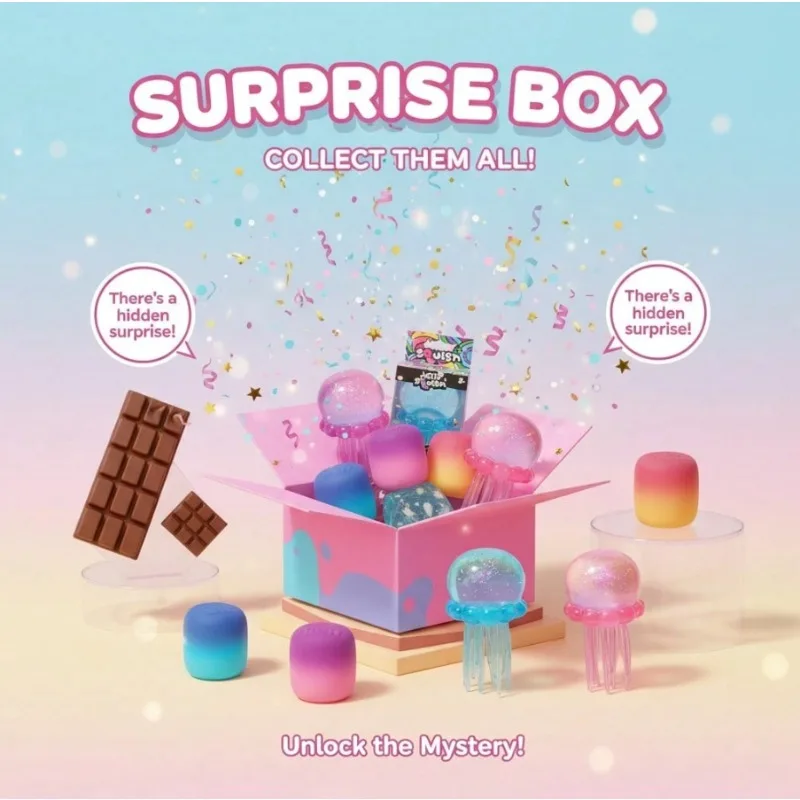 

Cute Ocean & Dessert Squishy Blind Box – 3 Independent Random Draws, Equal Chance Styles + Hidden Secret Variant (Min. 2, Up To 5 Items)