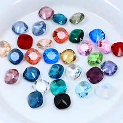 12MM   Fat Square Transparent Crystal Decoration for women's Clothing and Beads for Needlework DIY