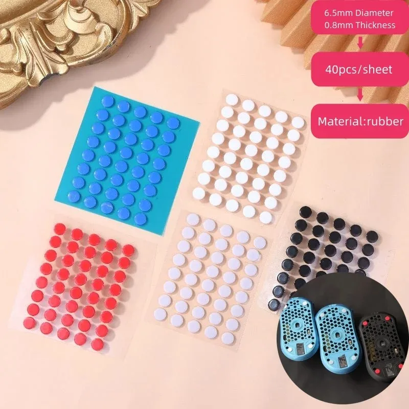 Universal Mouse Skates Dots 40Pcs 6.5mm Diameter 0.8mm Thick Self-Adhesive Wear Resistant Mouse Feet Glide Pads for Gaming Mice