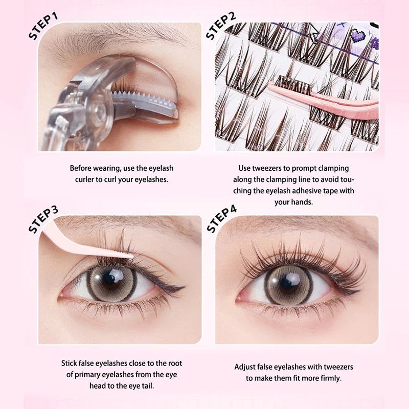 GECOMO cílios postiços sem cola de grande capacidade, micro onda natural, maquiagem natural, desgaste natural, uso novato