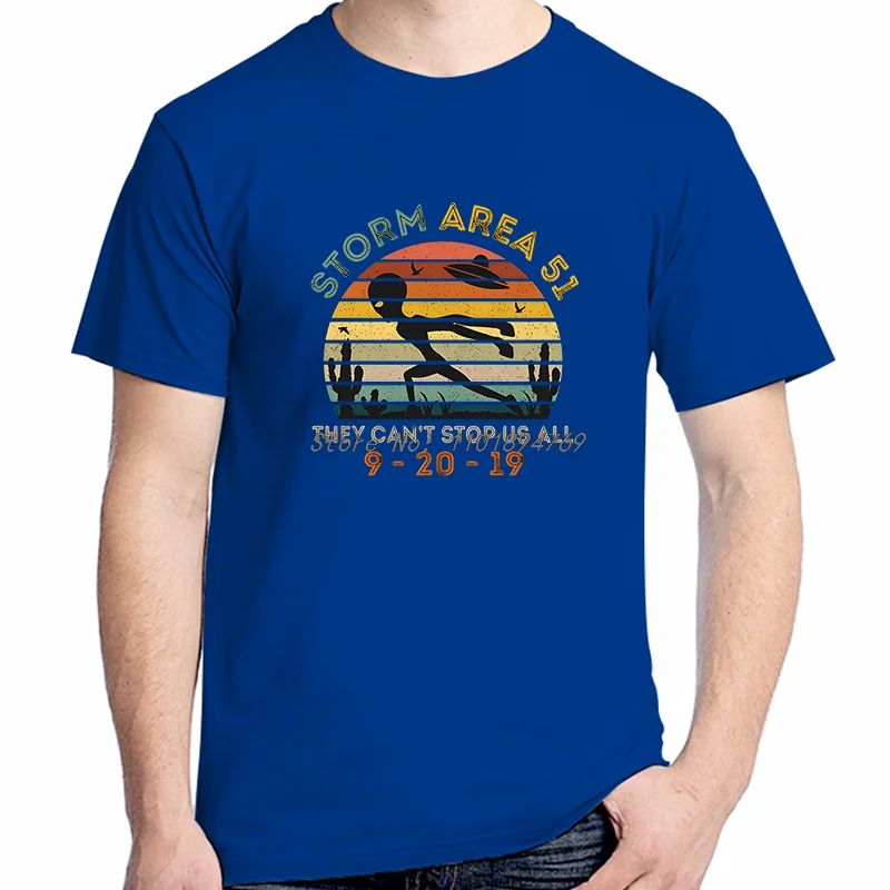 They Can't Stop Us All Summer Graphic T Shirts Area 51 Alien Fashion T Shirt For Men Tees Tops Cotton Short Sleeve T-Shirt