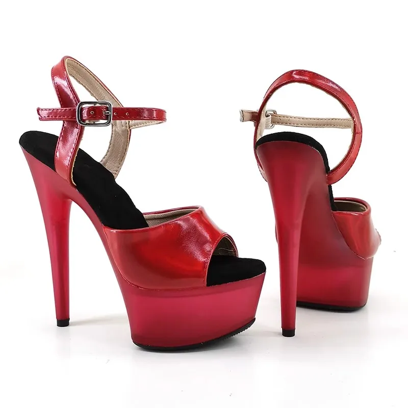 

Fashion 20CM/8inches PU Upper Plating Platform Sexy High Heels Sandals Pole Dance Shoes 181