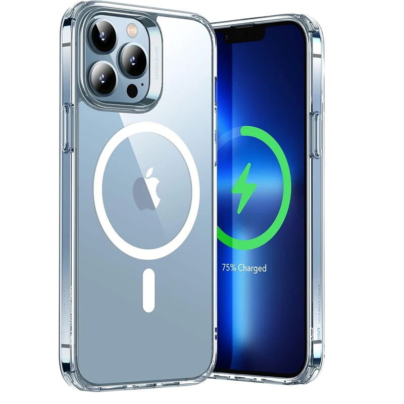 Crystal Clear Magnetic Phone Case for Wireless Charge iPhone 16 15 14 Pro Max Plus 12 13 Mini 11 Mobile Cases Shockproof Cover