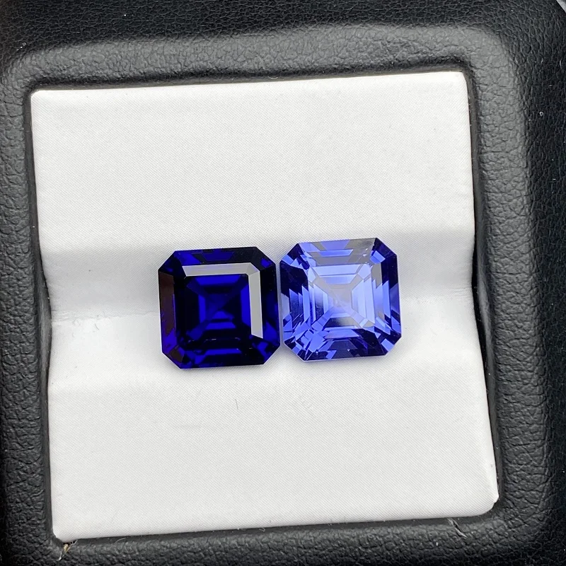 Pirmiana Hand Made High Quality Royal Blue Lab Grown Sapphire Asscher Cut Gemstone for Diy Jewelry Design