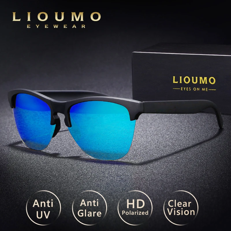 

LIOUMO 2023 New Semi-Rimless Coating Polarized Sunglasses For Men Women Vintage Glasses Anti-Glare Driving Goggles zonnebril