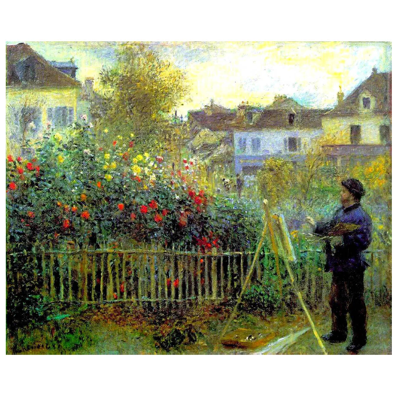 

Hand painted high quality reproduction of Monet painting in his garden at Argenteuil by Renoir landscape oil painting