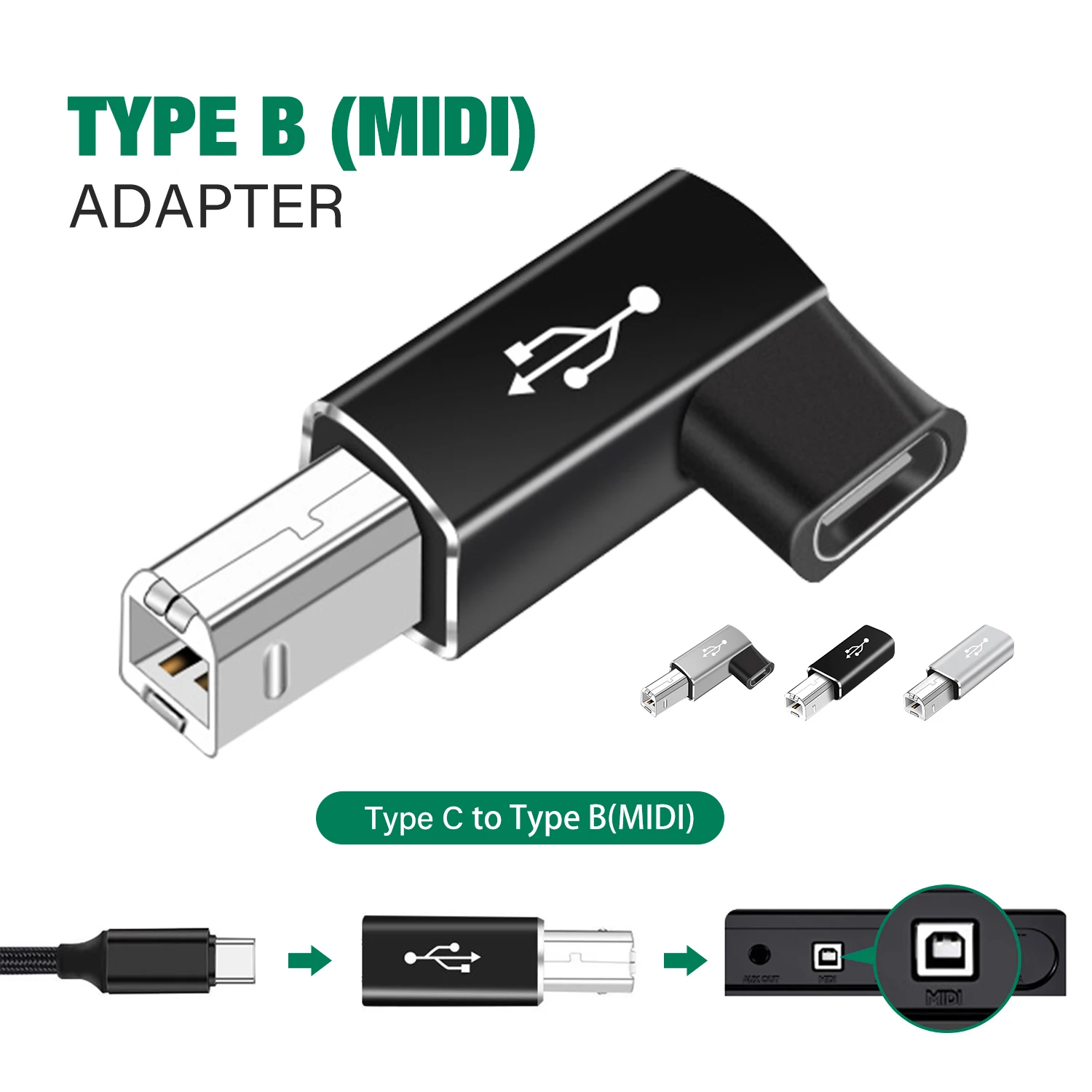 USB Type C Female To USB B Male Adapter For Scanner Printer MIDI Controller Piano Keyboard Converter USB C Data Transfer Adapter