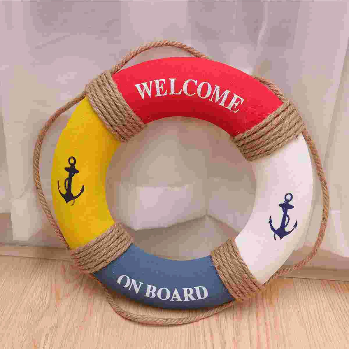 

Beach Themed Lifebuoy Decorations Nautical Door Sign Wall Hanging Home Decor Retro Welcome Sign Figurines Miniatures