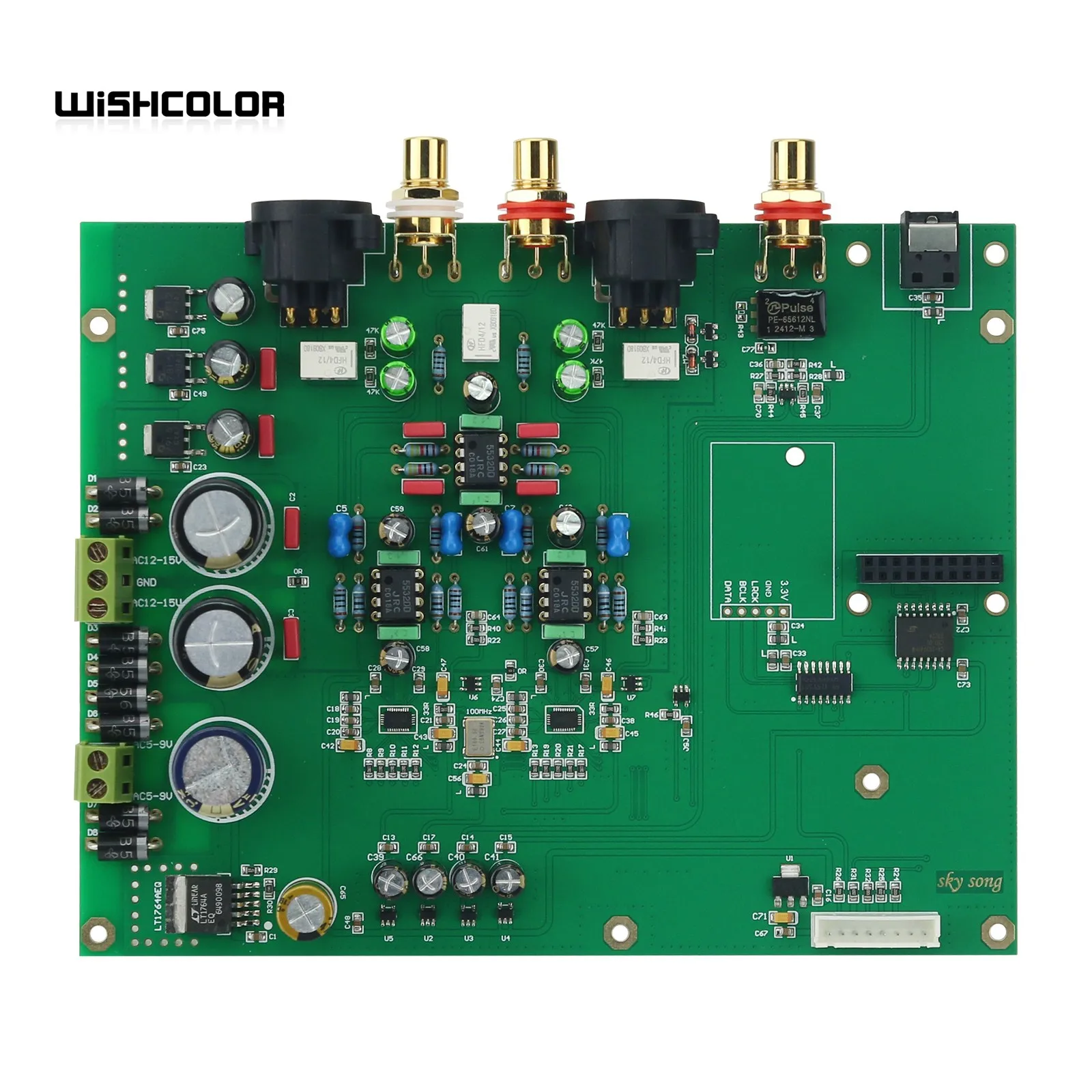 Wishcolor Common/Tuning-versie Dual ES9038Q2M DAC Audio Decoder HiFi Coaxiale PCM384K DSD128 Decoder Board Kit met TFT-scherm