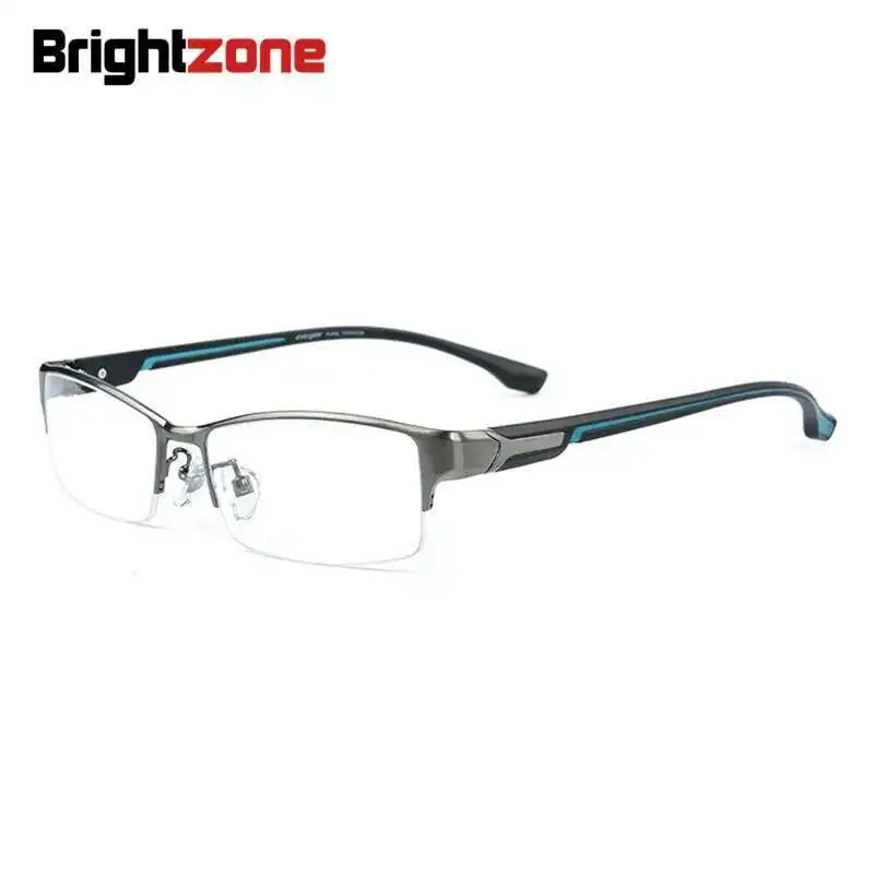 Brightzone New Super Light-weight Half Rim Fashion Men IP Electronic Plating Titanium Eyeglasses Prescription Glasses Frame