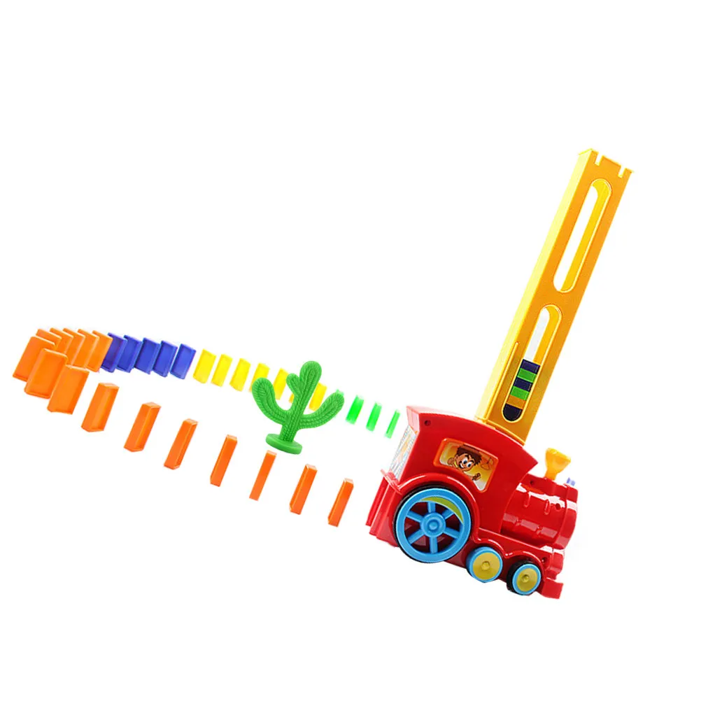 Treno Elettrico per Domino in Legno da 60 Pezzi per Bambini, Gioco di Equilibrio Automatico con Blocchi Domino Educativi
