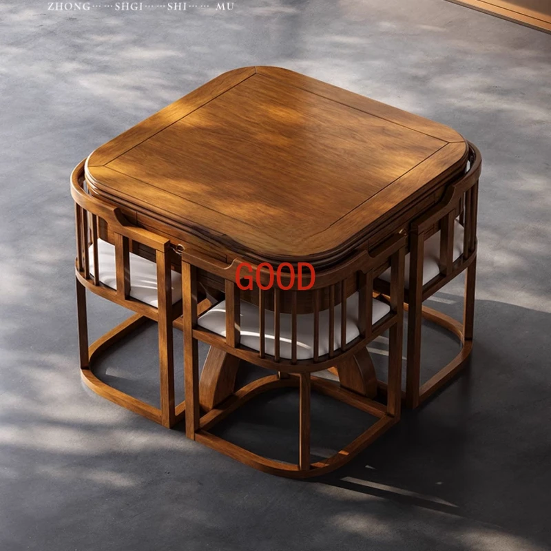 

Storage Solid Wood Tea Table Mahjong Machine Mahjong Table Dining Table Dual-Use Automatic Integrated Household