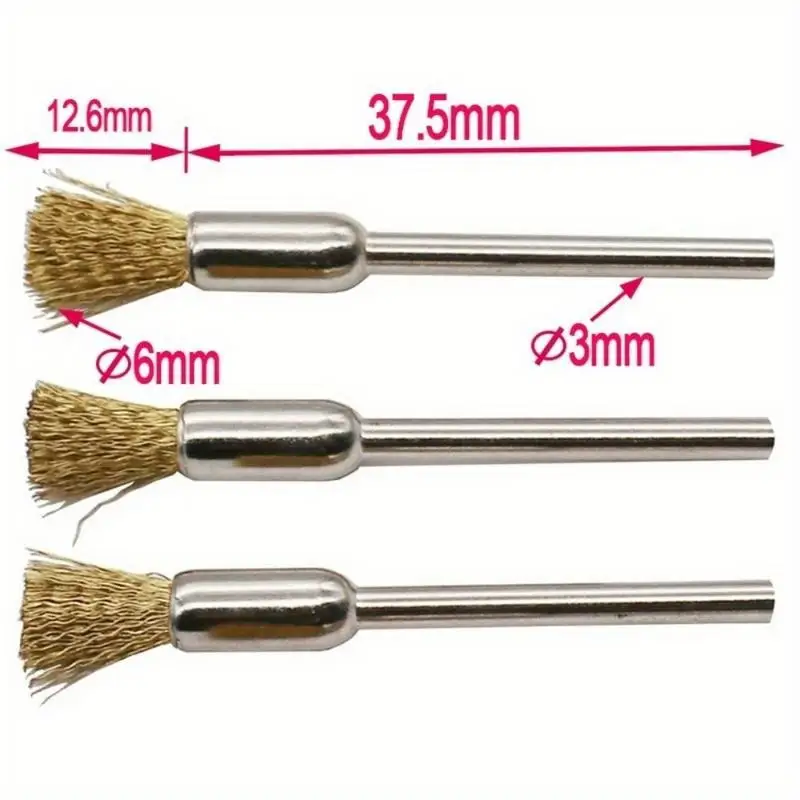 9PCS Copper Wire Brush Bowl Type Grinding Head Electric Grinding Clean Rust Deburring Polishing 3mm Handle