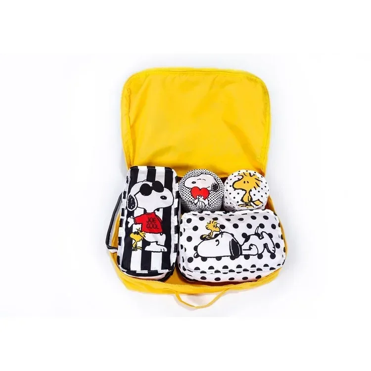 5pcs/set Cartoon Snoopies Waterproof Travel Storage Set Kawaii Suitcase Clothes Shoes Bag Storage Bag Family Travel Supplies