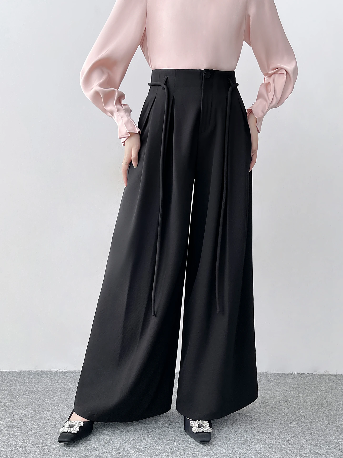 

Брюки Bla с высокой талией и широкими штанинами для женщин, корейский стиль, повседневные свободные брюки в пол, универсальные, весна-осень, новинка