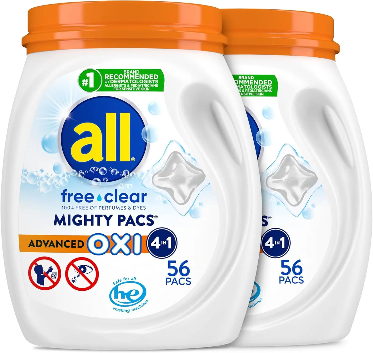 

free clear, Advanced OXI, MIGHTY PACS, Laundry Detergent Pacs, Stainfighting, Unscented and Hypoallergenic for Sensitive Ski