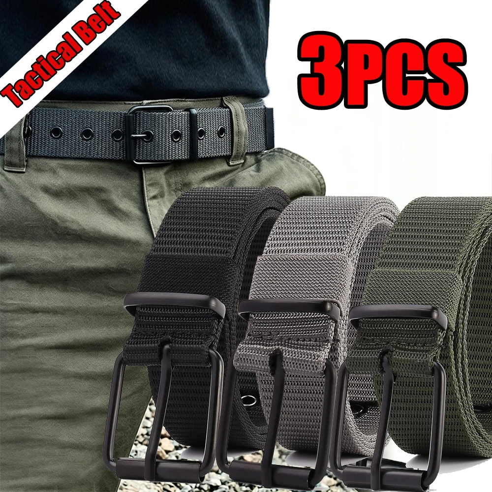 

High Quality Tactical Waist Belt Black Durable Nylon Automatic Buckle Men's Tactical Sports Belt for Outdoor Hunting Golf Pants