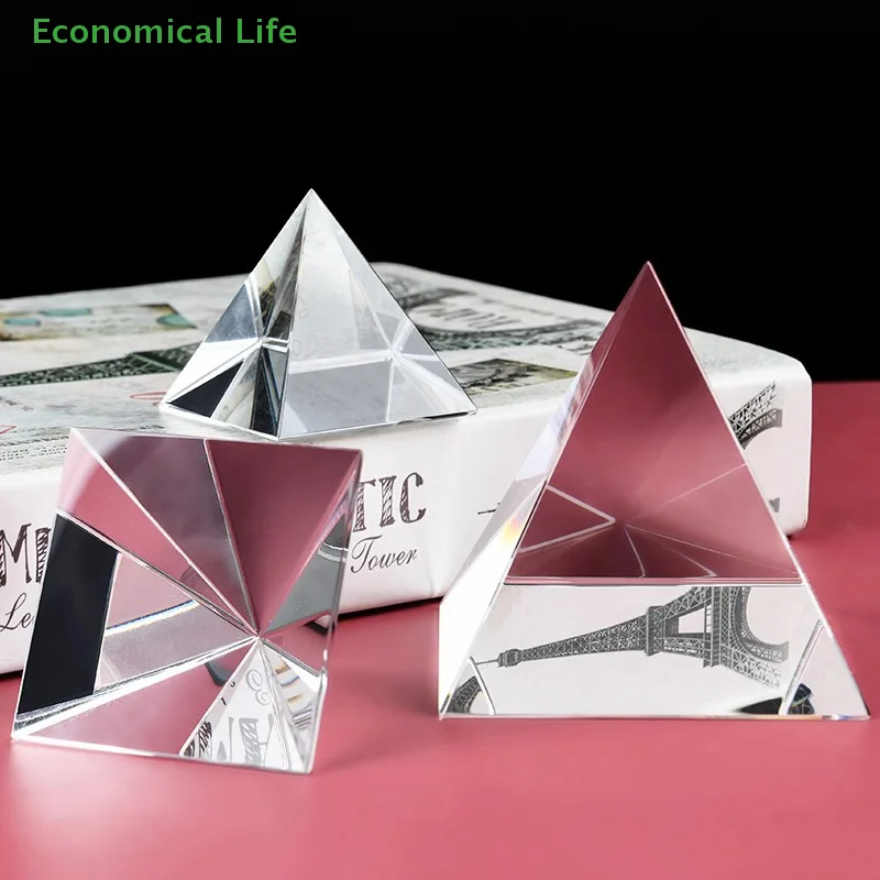 1PC Transparent 4/5/6/7/8cm Side Length Rectangular Pyramid Polyhedral Prism Optical Glass White Crystal Pyramid