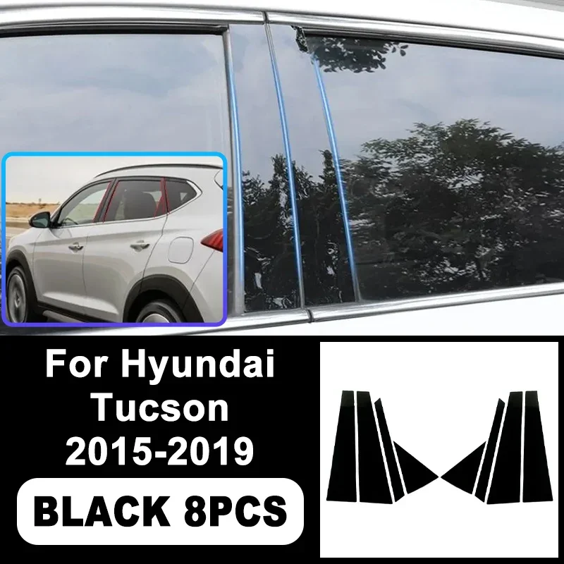 

For Hyundai Tucson 2015-2019 Piano Black B C Pillar Stickers, Easy Install PC Window Trim Anti-Scratch Exterior Styling Parts