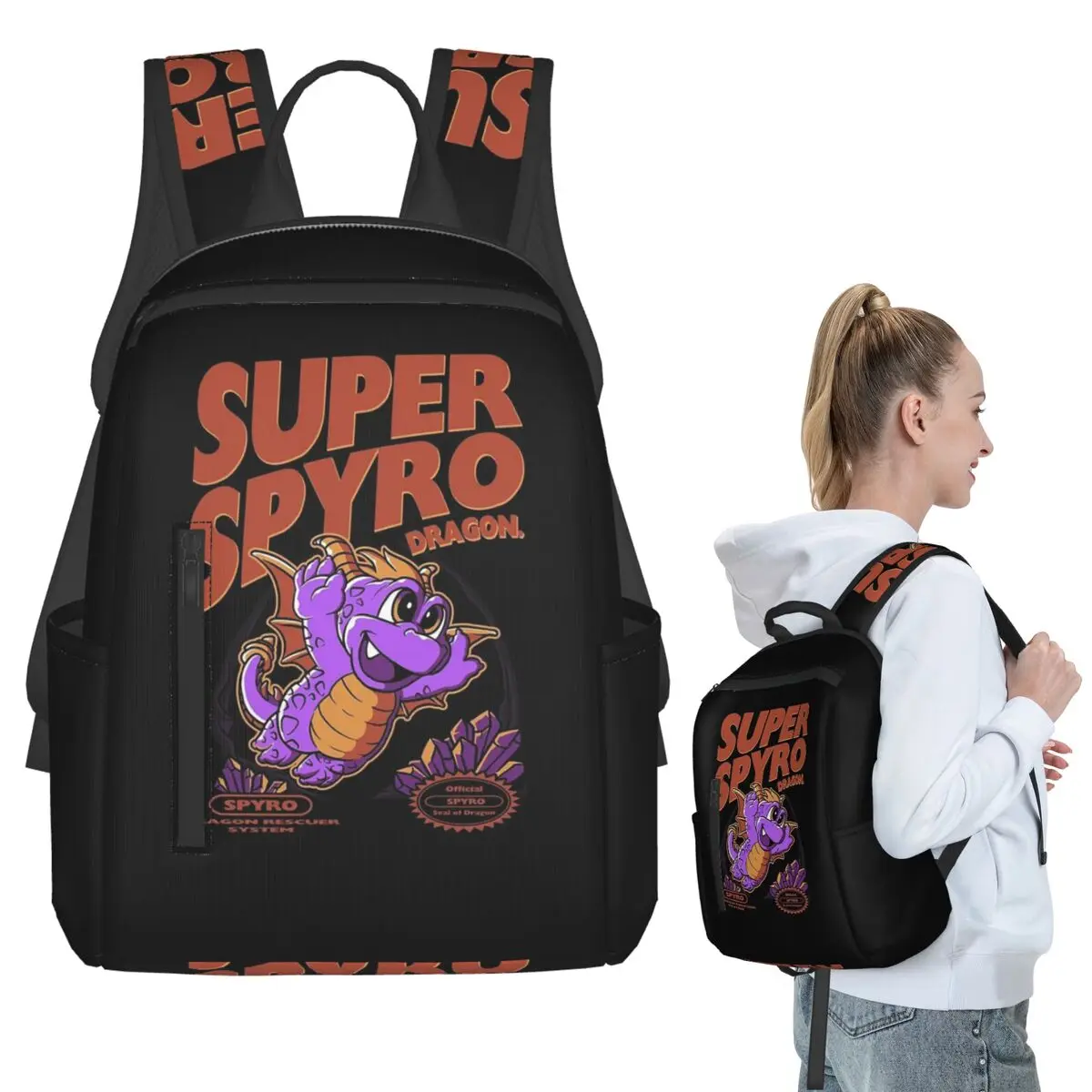 Spyro Pattern (16) Backpack Student BookBag Boys Girls School Bag Computer Shoulder Bags Men Women