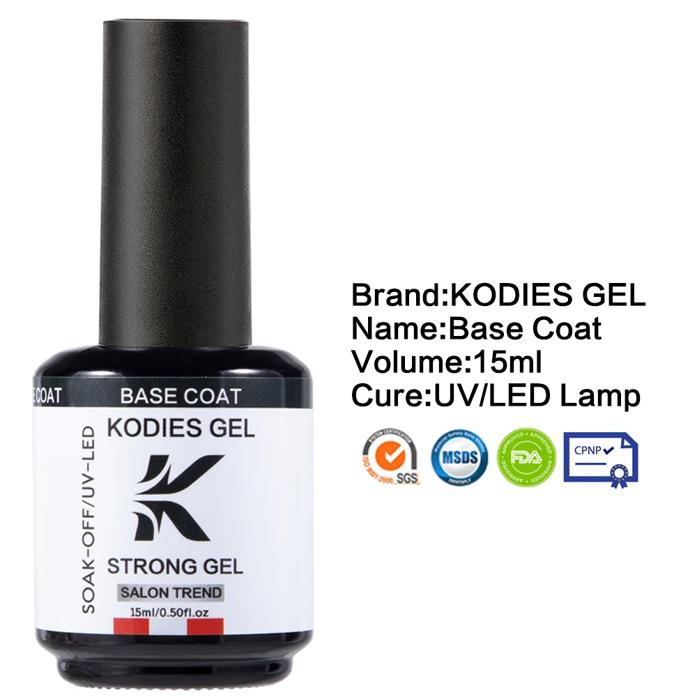 KODIES GEL2 PCS Strong Gel Base Coat Top Coat Set Clear Nail Salon Gel smalto per unghie Semi permanente UV Super Shine Gel Finish Art