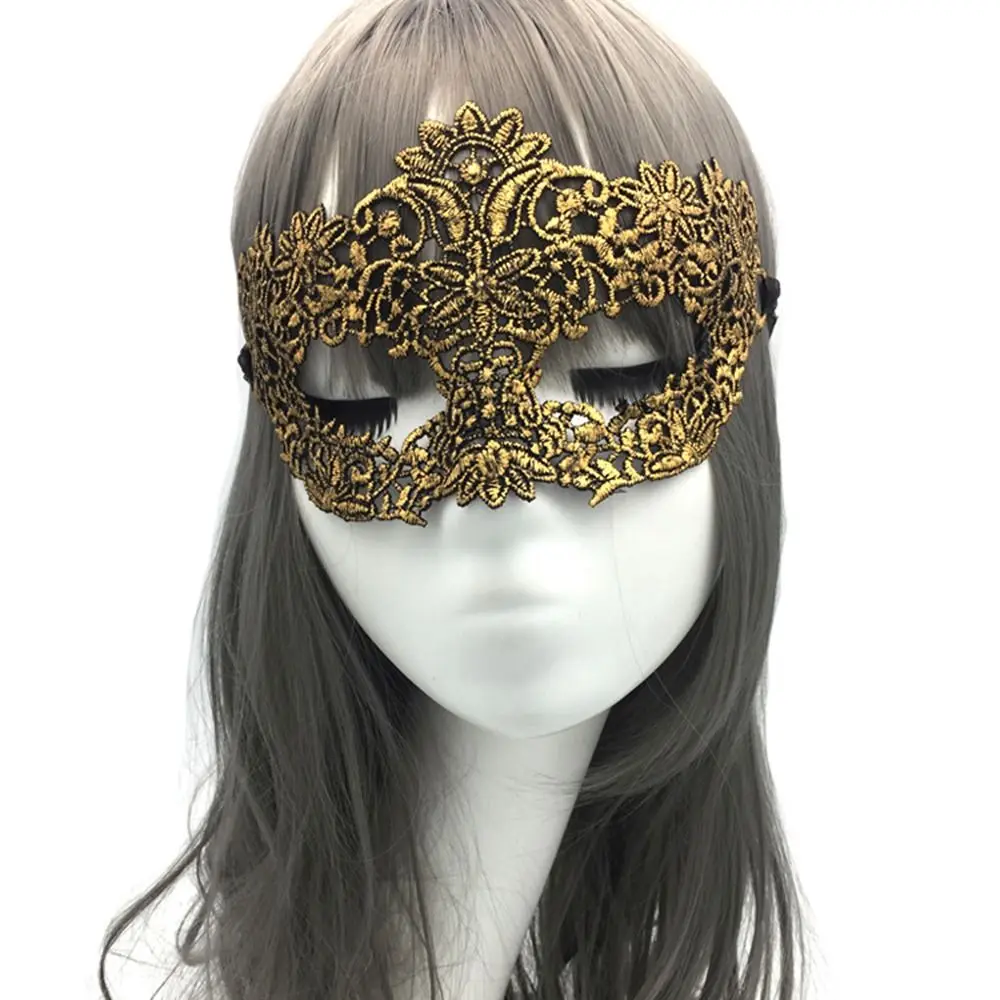 

For Women Hollow Bronzing Halloween Supply Face Mask Costume Eye Mask Dance Masks Party Supplies Lace Masquerade Venice Mask
