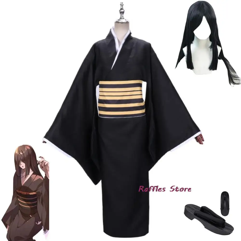 Anime Kisatsutai Nakime Cosplay Costume Twelve Moons Juuni Kitsuki Halloween Carnival Kimono Suit Wig Clogs