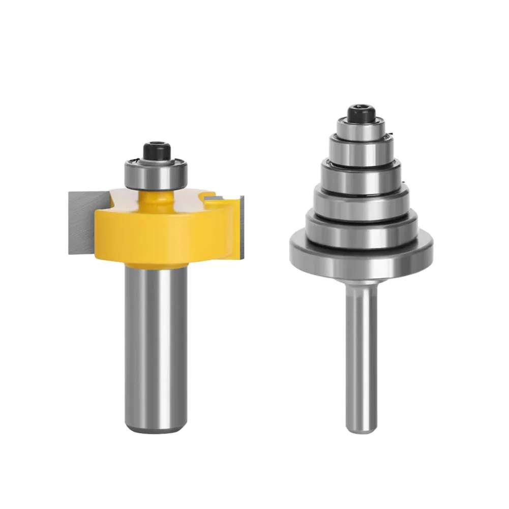2PCS Rabbet Router Bit Set With 6 Adjustable Bearings 6mm 8mm 12mm Shank Cemented Carbide Milling For Wood For Edge Finishing Tr view 3