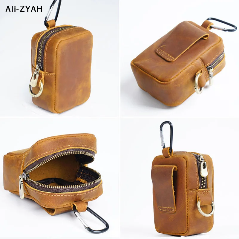 【A1】Bag With Zipper Key Holder Coin Wallet Card Pouch Belt Waist Bag For Outdoor Running Sports Coins Vintage Small Purse