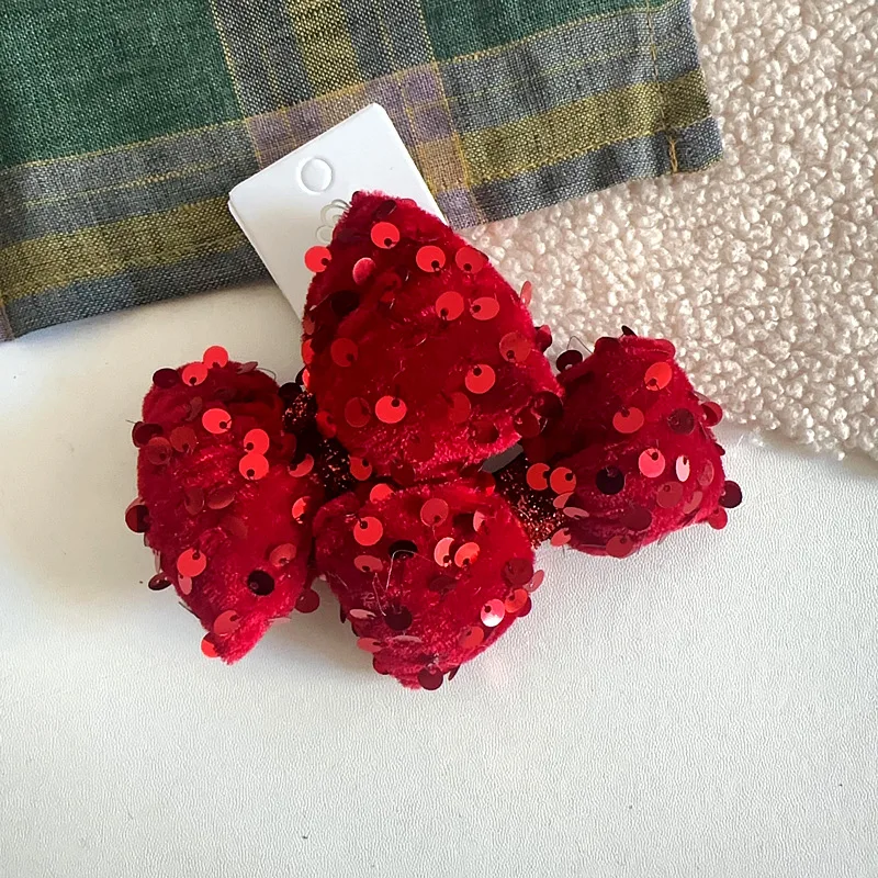 

Velvet Scrunchies Christmas Set Red Sequin Bow Hair Ties For Girls Holiday Gift Pack