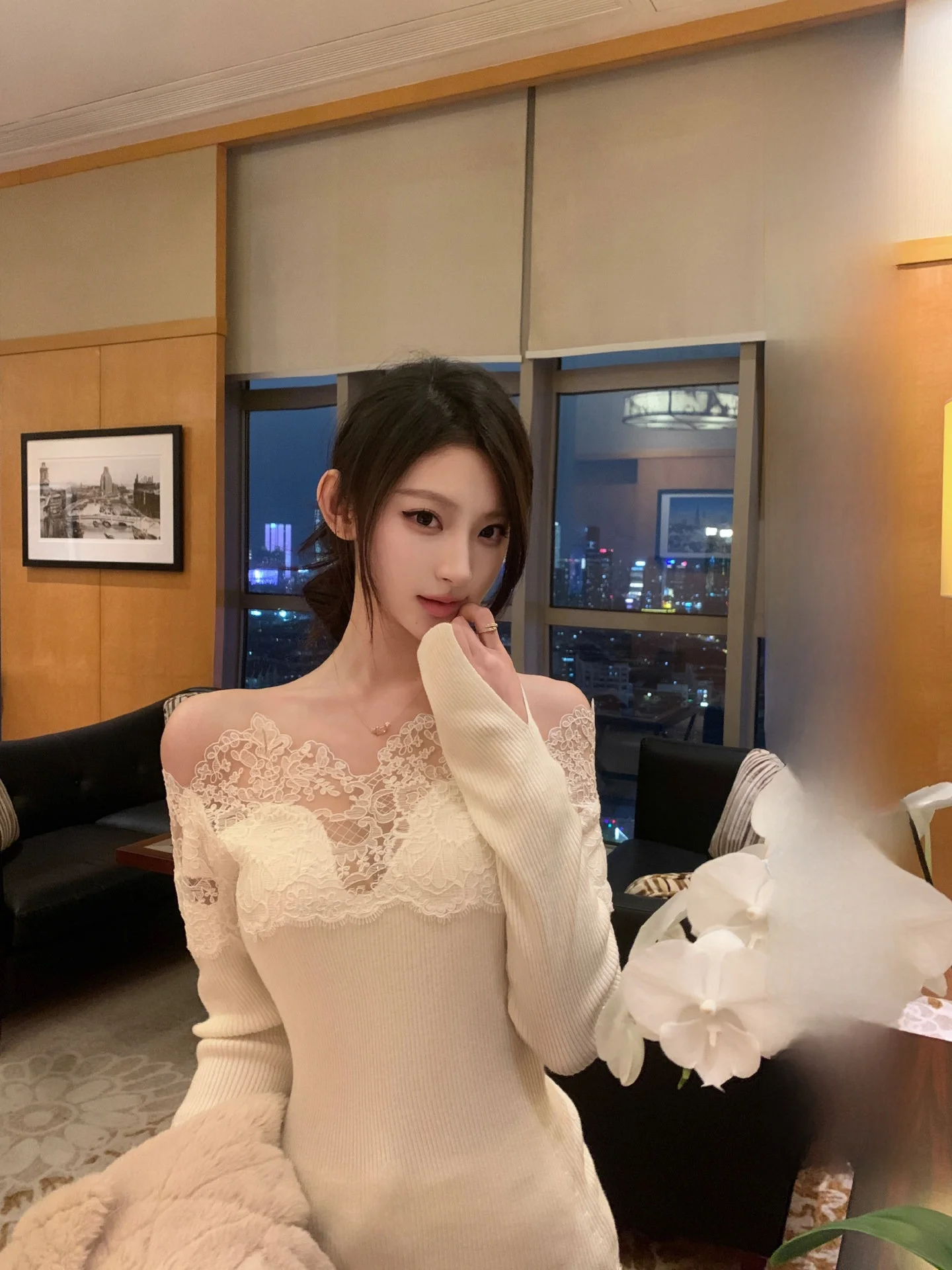 

Женский трикотажный топ OKMAOP с кружевными вставками, на одно плечо, весенний базовый слой, дизайн Sensation Pure Desire, шерстяной топ