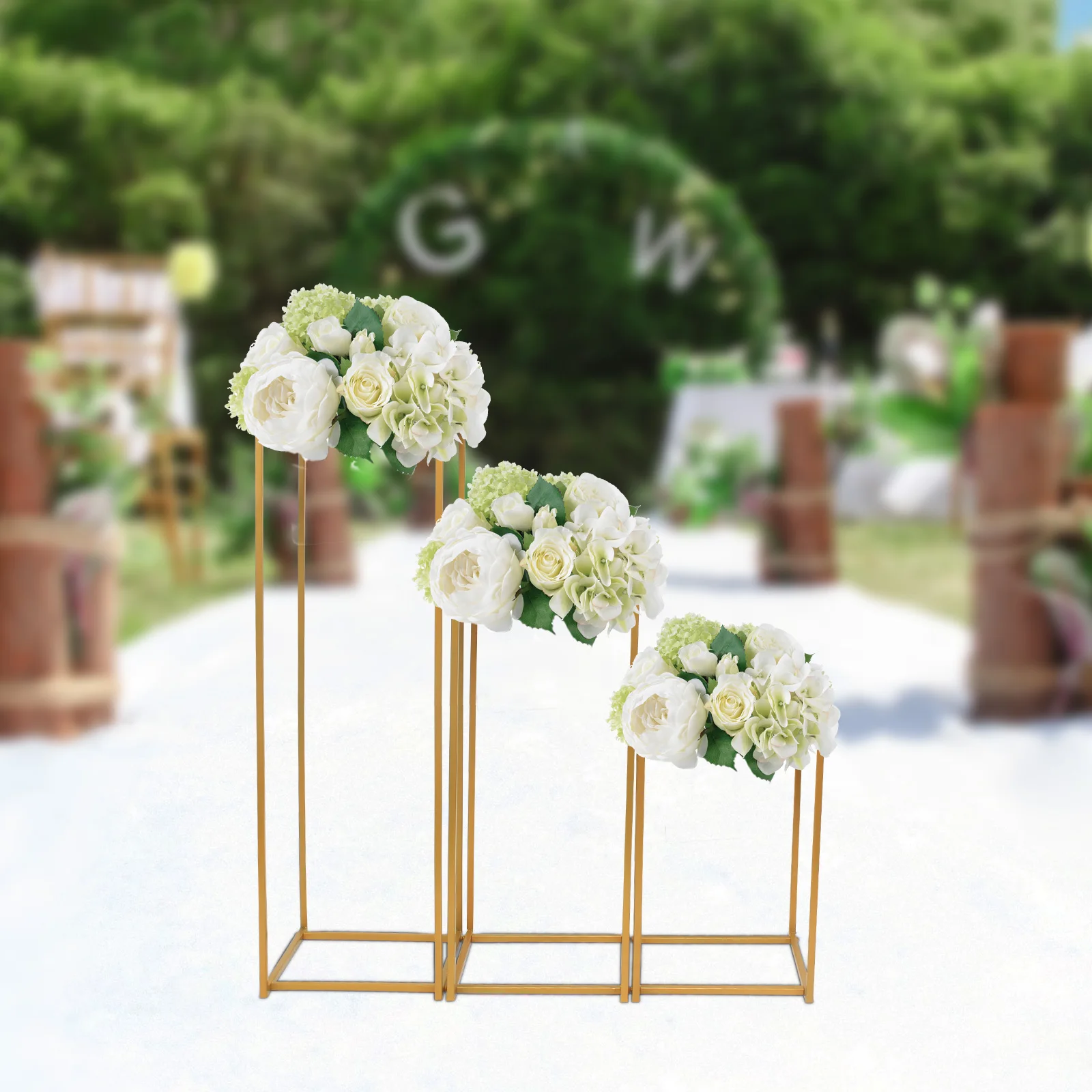 Sets of 3 Wedding Decorations Metal Frame Flowers Stand Gold Party Event Tables Display Rack Home Decor Flower Plant Holder