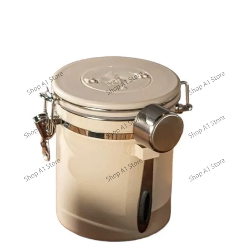 304 Stainless Steel Airtight Storage Canister, One Way Degassing Valve Jar with Snap Clasp for Coffee Bean & Tea Storage