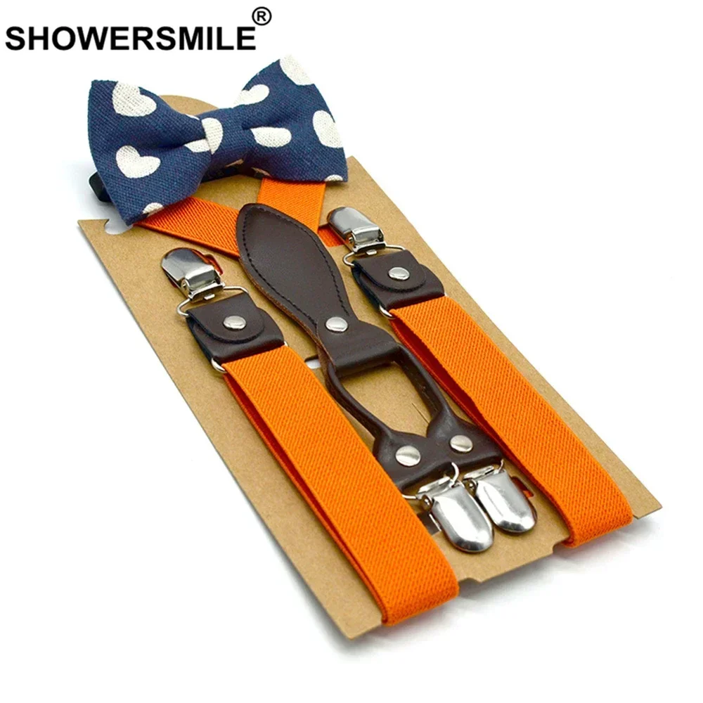 SHOWERSMILE Bretelle per ragazzi grigie Bretelle per bambini in stile britannico con papillon Bretelle per bambini Bretelle per matrimonio 65 cm *