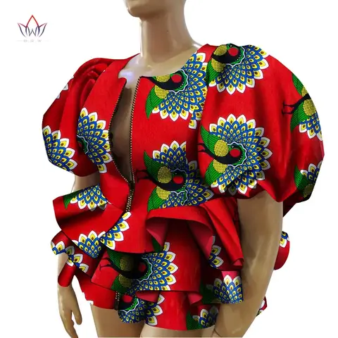 BintaRealWax afrikanskt tryck toppar skjorta för kvinnor Dashiki tre lager pendelrock lyktaärm traditionella kläder WY9530 12 best sales Ankara-topp - №6