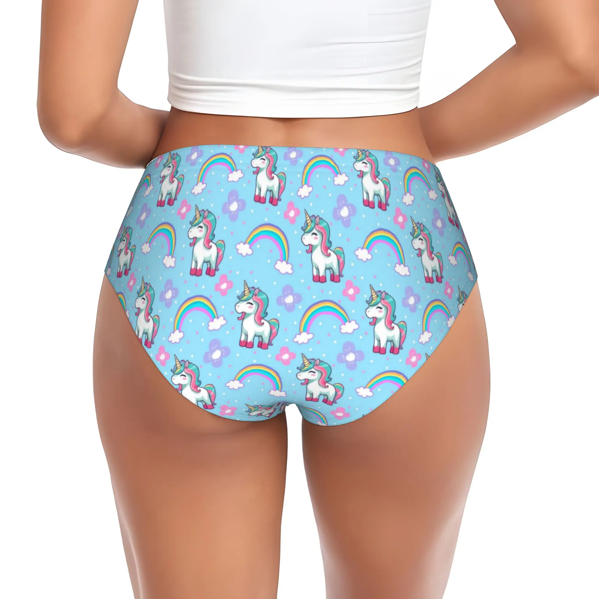 

Custom Dream Unicorn Brief Panties Women Comfort Stretch Rainbow Pattern Underwear