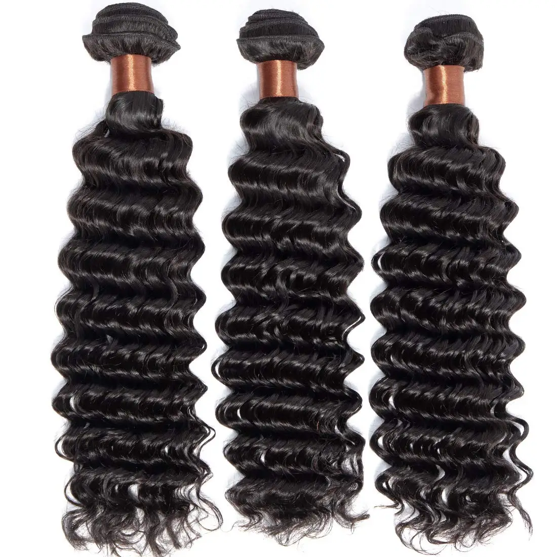 Ulrica Deep Wave Bundles Human Hair Brazilian Deep Curly 3 Bundles Human Hair Extensions Weave Hair Natural Color For Women