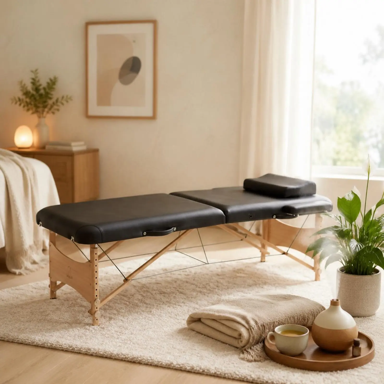 Folding Massage Table Comfortable Padding Portable Massage Table Personal Care Furniture Sturdy Frame Armrests