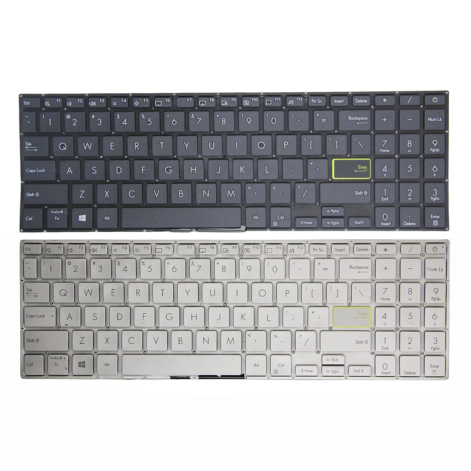 100% Nowa Klawiatura Angielska do Laptopa Asus VivoBook S15 X513 D513 S513 M513 F513 K513 R513 V5050E, czarno-srebrna