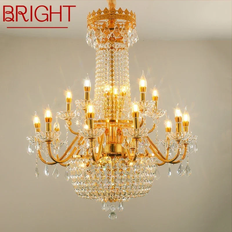 

BRIGHT Luxurious Golden Crystal Pendant Lamp European Candle Lamp Art Living Room Restaurant Bedroom Villa Hotel Chandelier