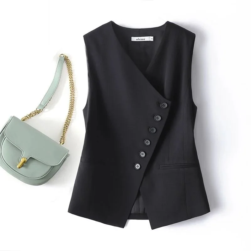 

Double Breasted Slim Fit Vest New Womens Summer 2024 Cleanfit Sle Inner Wear Artificial Silk Material ort Length