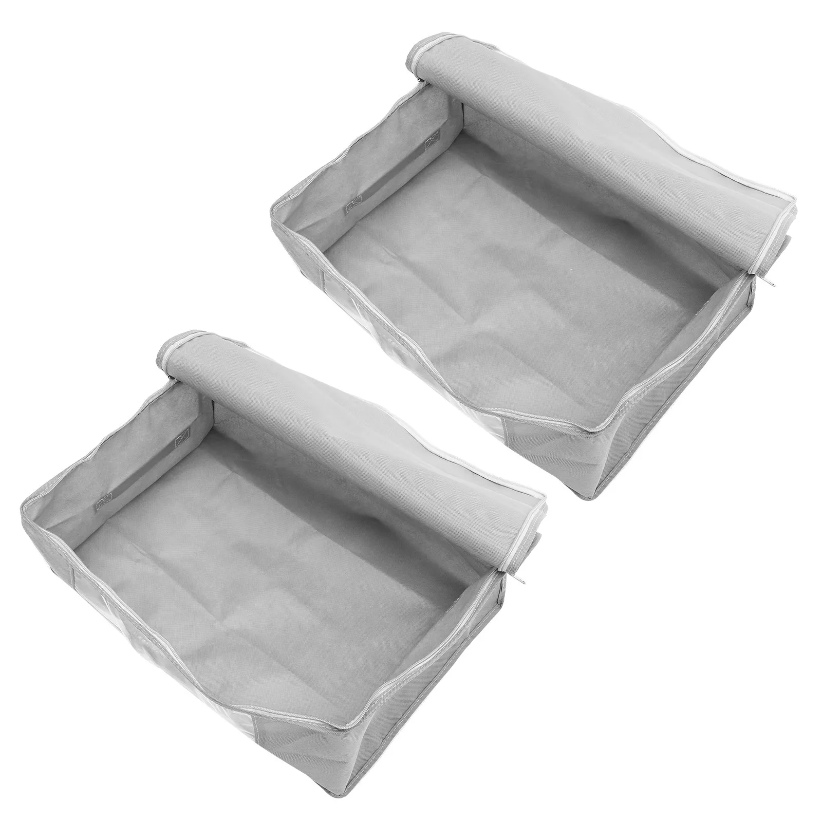 2pcs Storage Box Large Capacity Foldable Clothes Organizer Bag Transparent Window For Blanket Quilt Pillow Under Bed Closet Home
