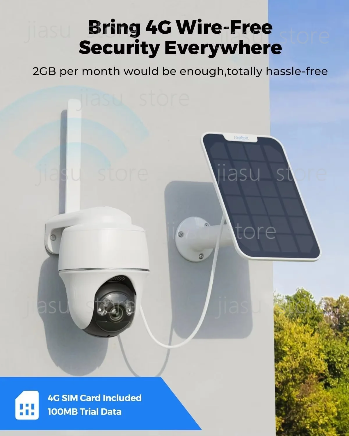 5MP 4G LTE Solar Outdoor Security Camera, Wireless Battery Powered 2-Way Talk Night Vision CMOS Camera
