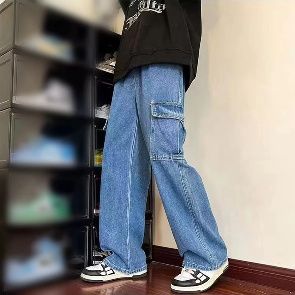 

Casual Outings Fashion Casual Jeans Big Pocket Pants Casual Wide Leg Trousers Washed Jeans Men's Fashion Pants