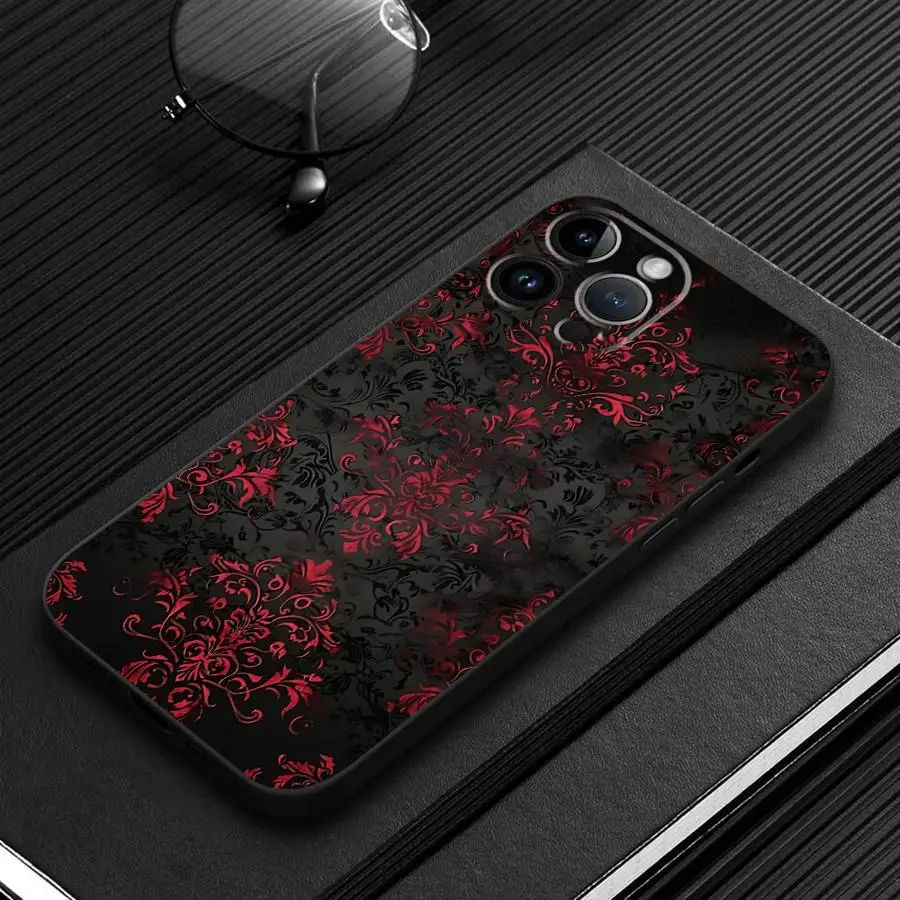 Black And Red Sexy Lace Phone Case for Apple iPhone 17 Pro Max 14 13 11 17e 15 Pro 7 8 XR XS MAX 16 12 Air Funda Phone Cover view 2